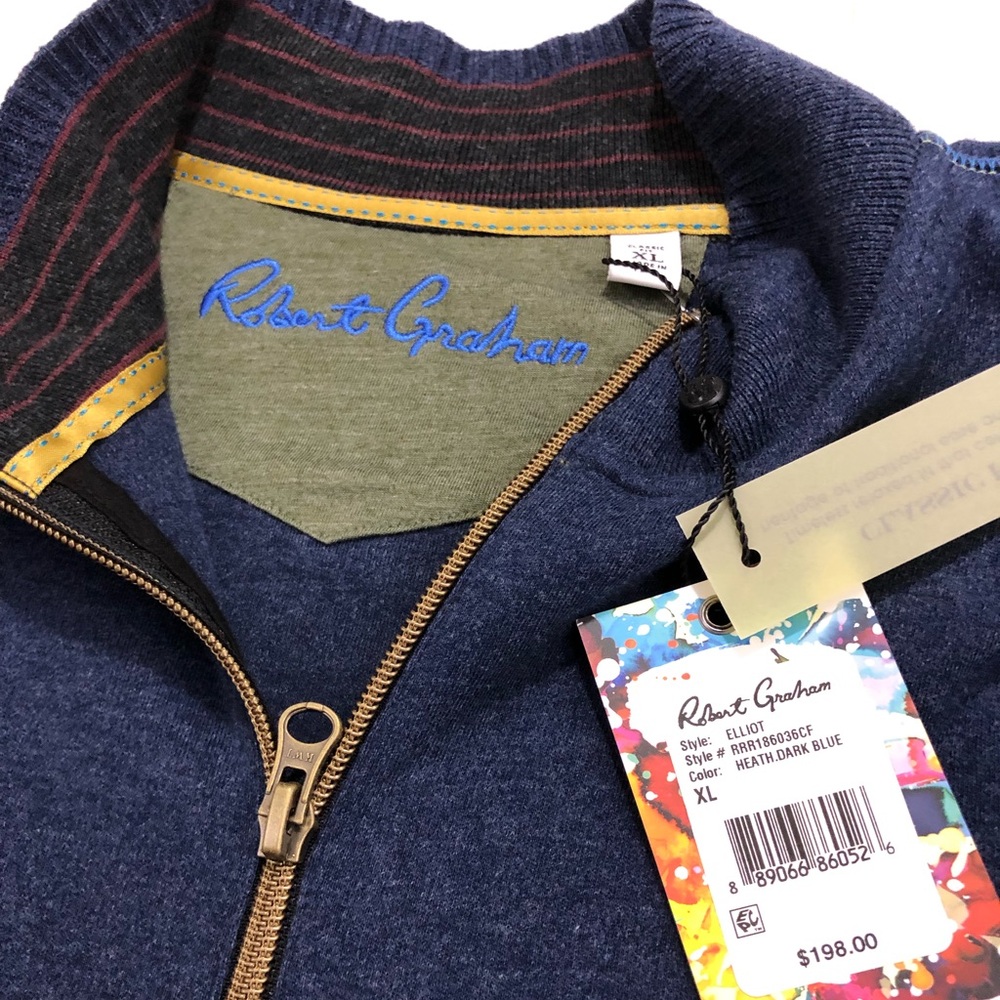 Robert Graham Men’s Sweater Elliot Heather Blue